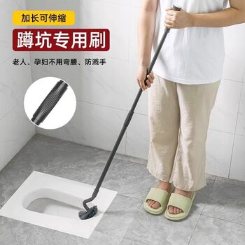Extended retractable toilet brush