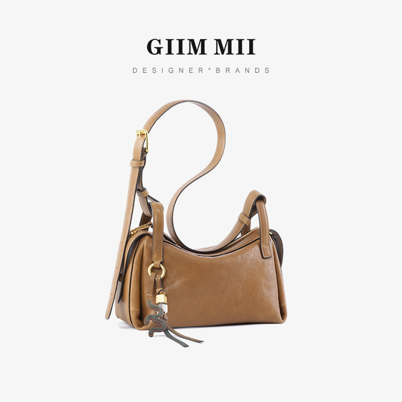 GIIM MII Small Hobo Bag Top Grain Vegetable Tanned Leather Large Capacity Shoulder Crossbody Bag for Summer - Thumbnail 2