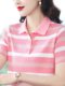 清仓秒杀外贸尾货纯棉polo衫t恤女条纹翻领长袖中年妈妈款上衣服