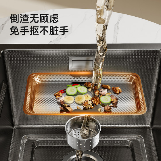 4.0加厚集渣厨房水槽手工304不锈钢大单槽家用洗菜盆台下洗手碗池