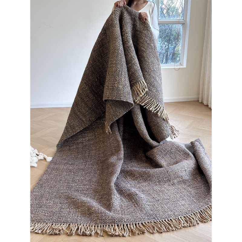 【Imported High-End Series!】This Vintage Mid-Century Style Indian Wool Handmade Living Room Jute Carpet Is Glue-Free