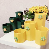 Creative Pen Holder Women Ins Fashion Cute Stationery Table Swing Piece Furnishing Nordic Fresh Large Capacity Pen Shelf Release