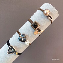 Korean Temperament Hair Circles Suit Combined Head Rope Leather Fascia Hair Rope Head Accessories Women Mesh Red Zal Hair Rubber Band High Elasticity