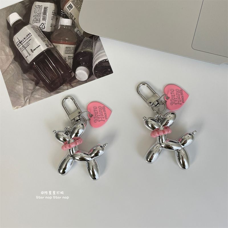 Creative ins New Silver Jelly Balloon Dog Keychain, Same Style as on Xiaohongshu, Cartoon Backpack Gift Pendant for Women