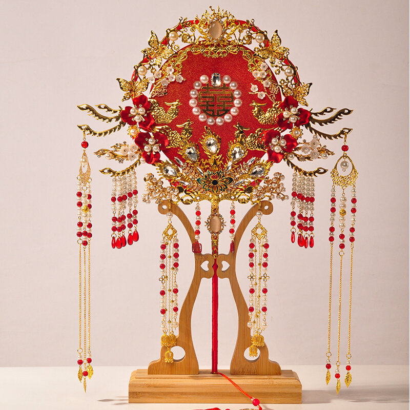 Wedding Gift Giving Bride Handmade Wedding Fan Chinese Group Fan Diy Material Bag Finished Products Show and Ancient Wind Regiment fan Heavy Industry-Taobao