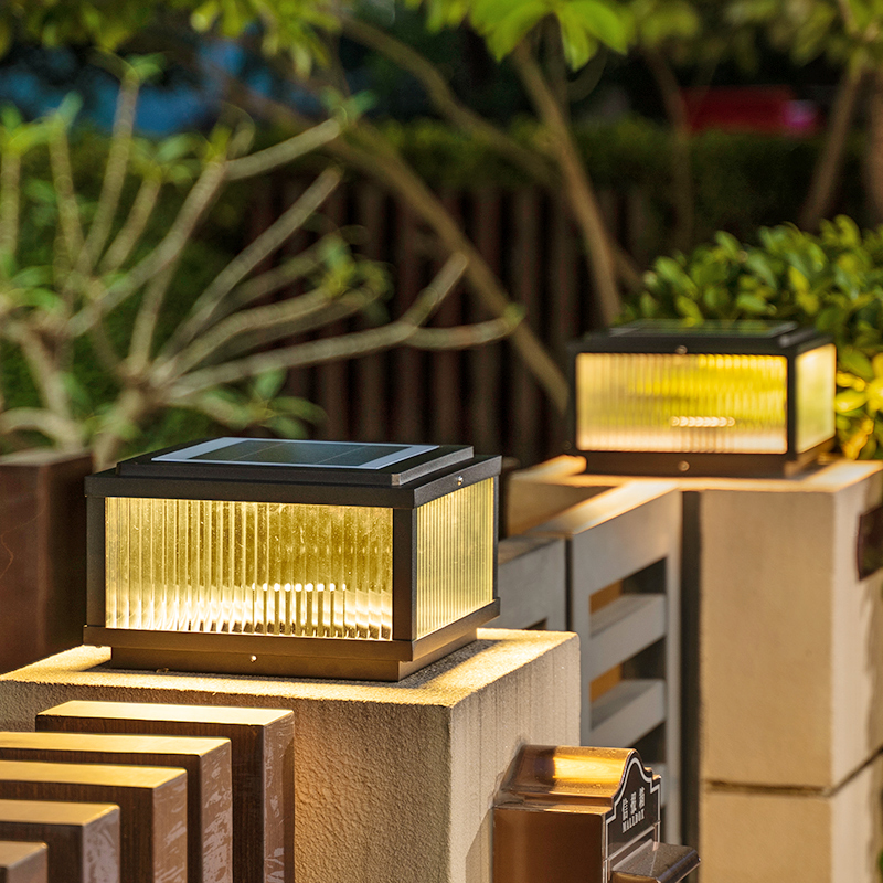 Solar garden stud lamp outdoor waterproof modern villa wall lighting balcony outdoor courtyard gate pillar