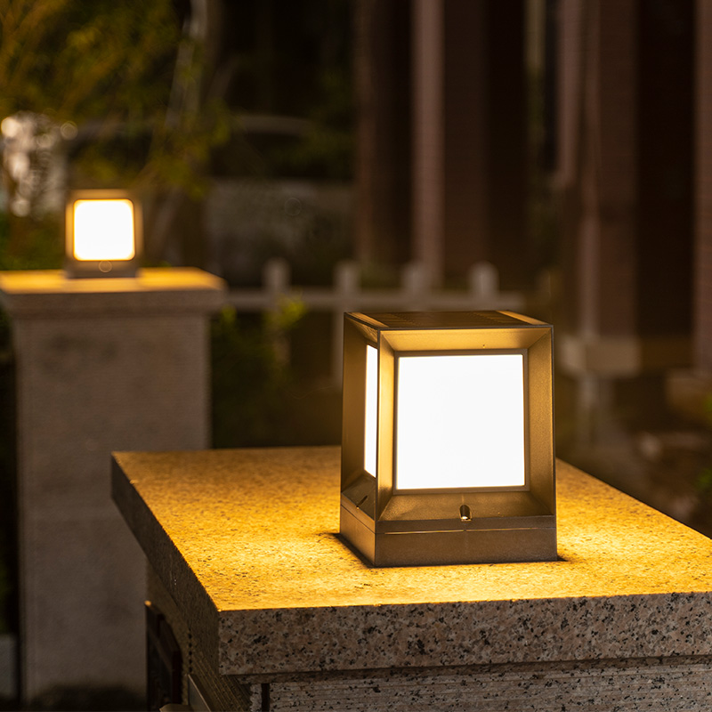 Solar positive square villa courtyard wall lamp modern minimalist balcony lawn buried lamp gate yard column head lamp