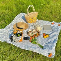 Spring Cruise Mat Picnic Mat Outdoor Camping Portable Meadow White Picnic Cloth Peri-Wave Anti-Damp Cushion Thickened Cushion