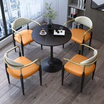 Nordic light luxury slate negotiation table and chair combination sales office reception milk tea shop balcony leisure small round table