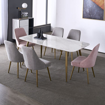 Light luxury home marble dining table and chair combination simple rectangular restaurant Internet celebrity slate dining table small apartment table