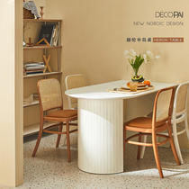 Suitable for dining table modern simple small apartment home island French solid wood white peninsula Nordic rectangular slate