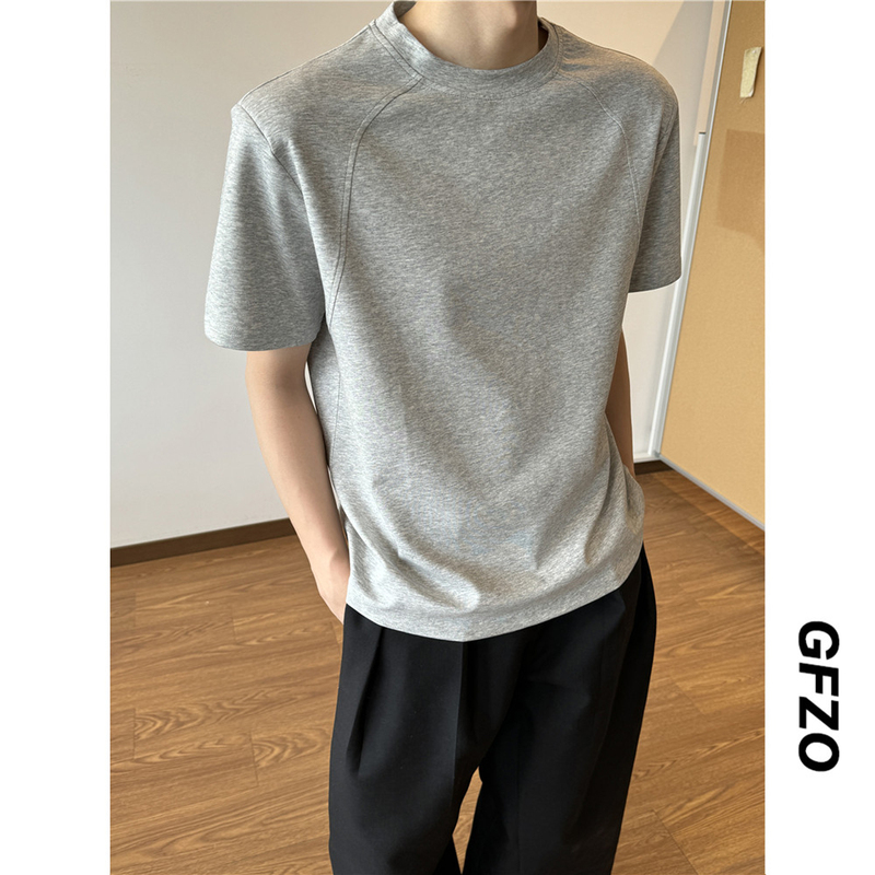 G501 American-Style Loose Fit Shoulder Pad T-Shirt for Men, Summer Casual Simple Versatile Round Neck T-Shirt, Solid Color Basic Style G501 American-Style Loose Fit Shoulder Pad T-Shirt for Men, Summer Casual Simple Versatile Round Neck T-Shirt, Solid Color Basic Style