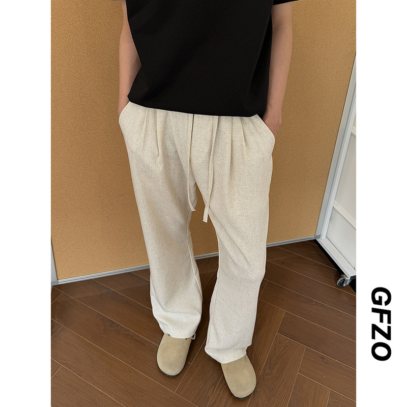 G501 Summer Ice Silk Linen Pants for Men, Loose Casual Versatile Old Money Style Linen Pants with a Relaxed Fit and Elastic Waist G501 Summer Ice Silk Linen Pants for Men, Loose Casual Versatile Old Money Style Linen Pants with a Relaxed Fit and Elastic Waist