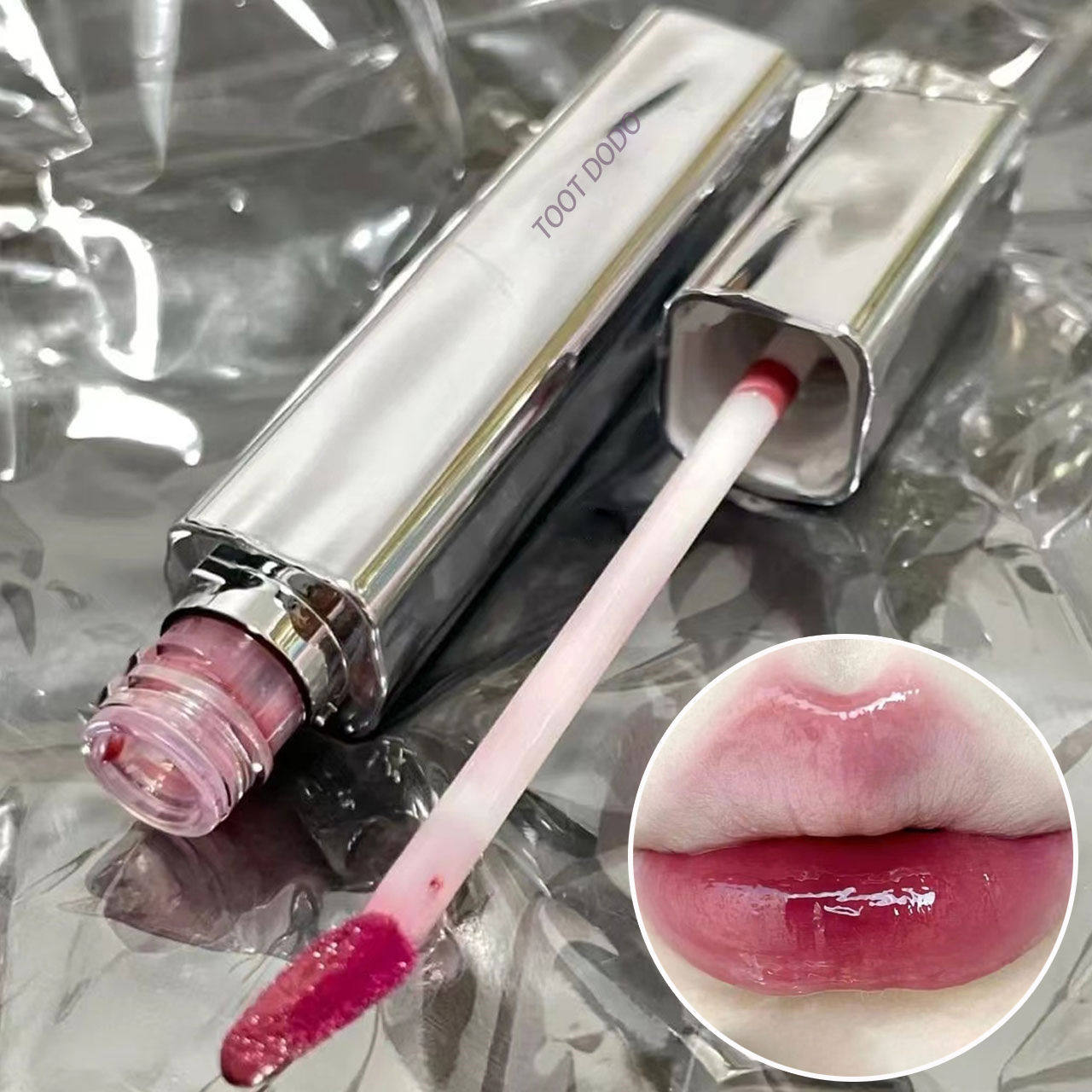 Маленькая серебряная трубка water wave mirror water light lip glaze пленкообразующая пудра для отбеливания губ стеклянный блеск для губ блеск для губ студенческая дешевая губная помада Изображение 1