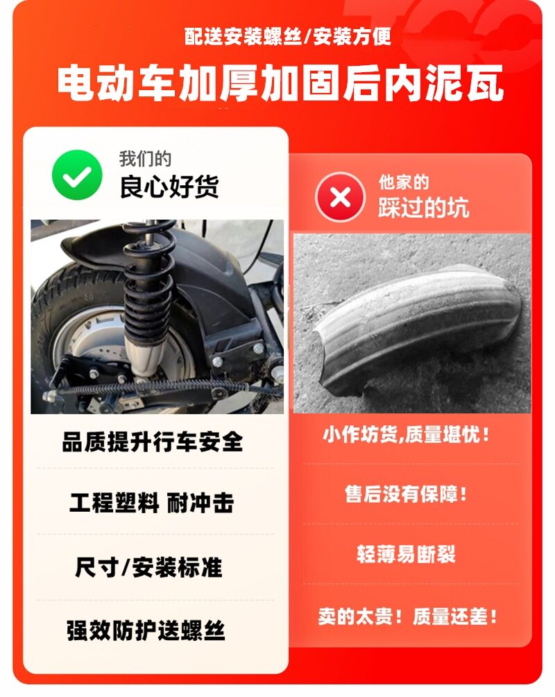 Motorcycle Rear Mudguard, Electric Vehicle Rear Inner Mudguard, Water Shield, Xunying Mudguard, Shangling Rear Mudguard, Rear Mudguard