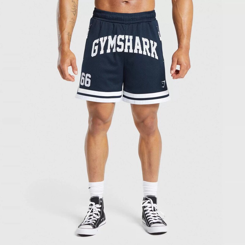 Gymshark Shark Sports Letter Mesh Shorts Men's Quick-Drying Breathable Comfortable Casual Fitness Running Training Pants