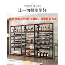 Retro wine rack home storage rack bar floor cabinet living room partition shelf wine rack iron display cabinet