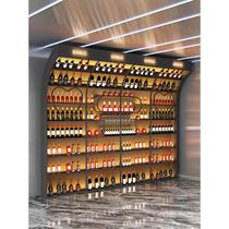 Bar wine rack wall-mounted wine rack industrial style wall-mounted wine cabinet restaurant decorative rack illuminated floor display rack
