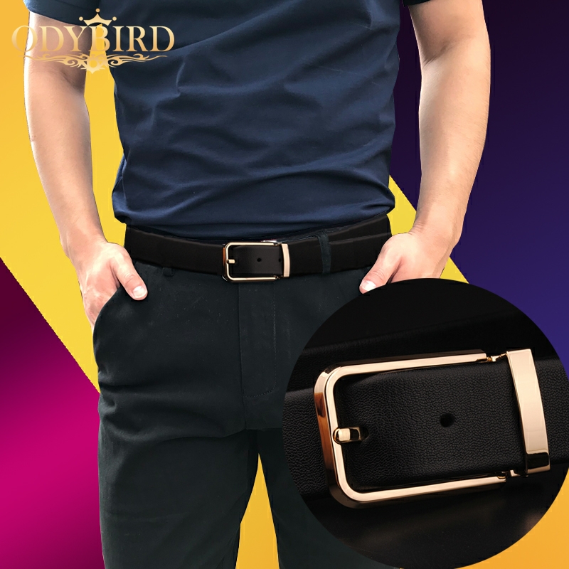 ODYBIRD men's belt business high - end needle buckle leather belt simple leather pants