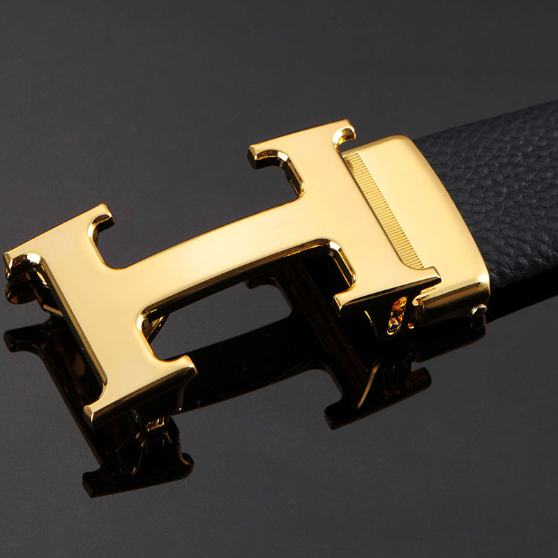 Odybird ODYBIRD belt men's business luxury letter belt head layer cowhide automatic buckle pants belt men