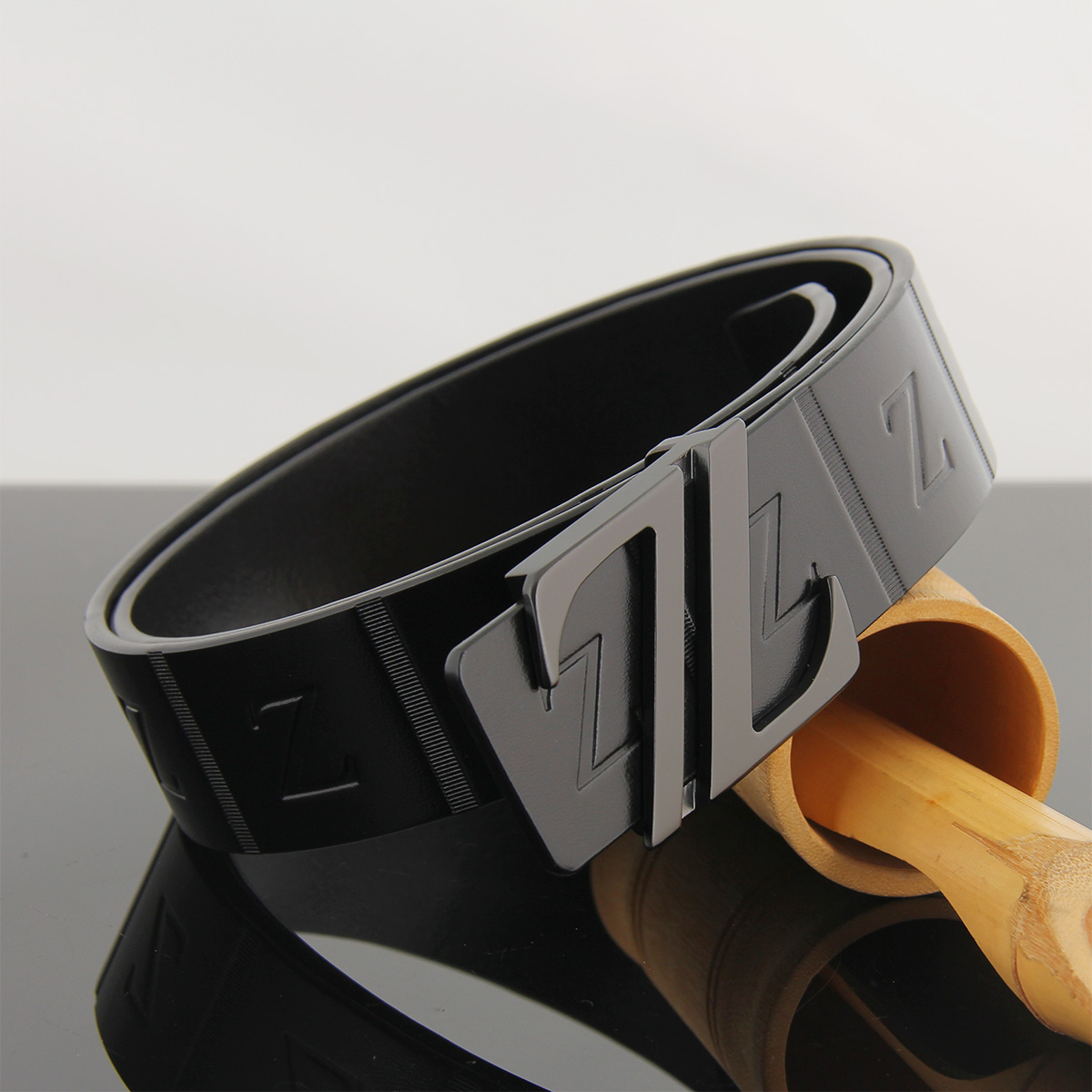 Odybird ODYBIRD belt men's leather Z-shaped new embossed belt business luxury smooth buckle belt