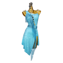 New blue Latin dance dress womens professional performance competition dress high-end black pool dress test