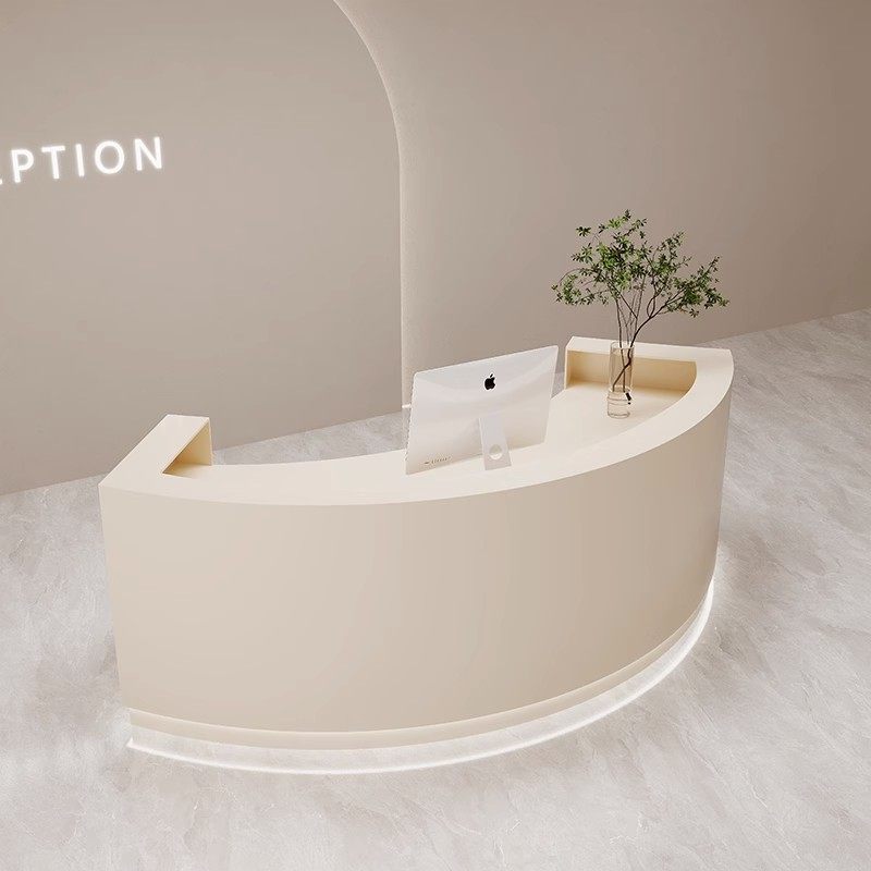 Brief Cream Wind Beauty Salon Collection Silver Desk Clothing Shop Bar Counter Arc Corner Medical Desk Company Front Desk Reception Desk-Taobao
