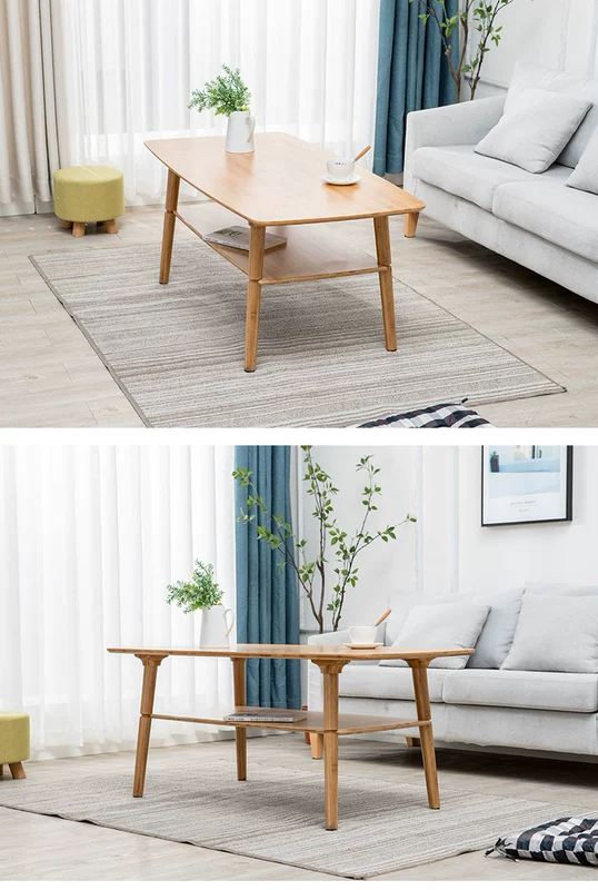 Bàn cà phê phòng khách hộ gia đình bàn trà căn hộ nhỏ sofa bàn phụ đơn giản cho thuê nhà bàn thấp gỗ không nguyên khối 2024 phong cách mới bàn trà đôi