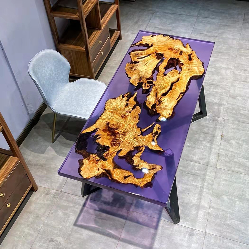 Resin river desktop board epoxy ocean tea table tea table ocean wave large board solid wood log tea table Nordic