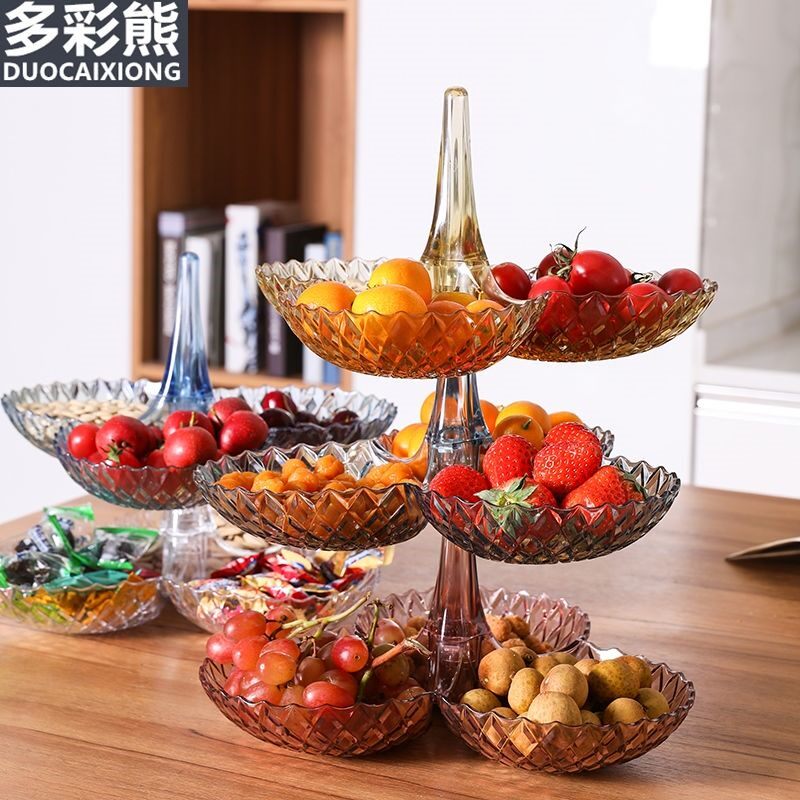 Fruit plate living room snack storage box fruit plate storage multi-layer plastic living room coffee table home candy plate dried fruit box