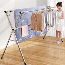 Cool clothes defend stainless steel pipe clothes rod cool quilt hanger household clothes thickening and hard double-rod rack strong