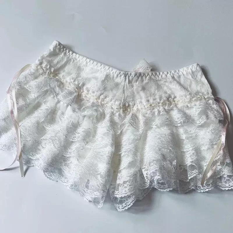 Пляжные шорты Cottage Coquette Y2K 00s Vintage для женщин, кружевные