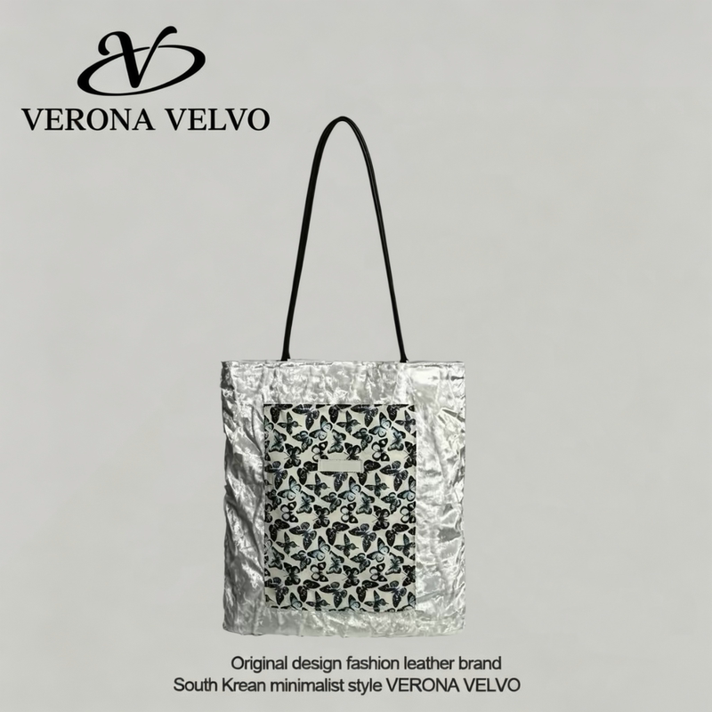 Verona Velvo Song Qian's Same Style Butterfly Velvet Canvas Bag Large Capacity Casual Shoulder Bag Commuter Bag Verona Velvo Song Qian's Same Style Butterfly Velvet Canvas Bag Large Capacity Casual Shoulder Bag Commuter Bag