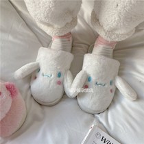 Jade Gui Dog slippers cute student Dormitory Girl indoor Home Winter Thickened Cotton Home Shoes Ears Will Move