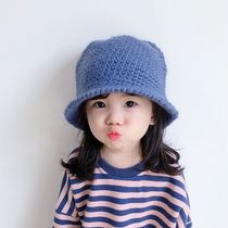 CHILDRENS HAT WINTER STYLE FOREIGN AIR FASHION BRIEF ABOUT 100 HITCH BUCKET FISHERMAN HAT DAY DEPARTMENT PURE COLOR KNIT WOOL WIRE BASIN CAP TIDE