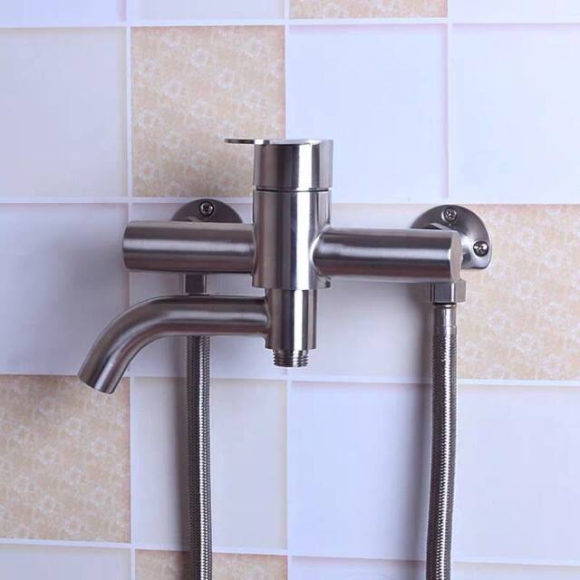 304 Stainless Steel Exposed Mixing Valve Hot and Cold Water Faucet Wall-Mounted Shower Switch Bathroom Shower Set