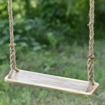 ISolid wood childrens adult swing outdoor home swing wooden board hanging chair swing board hemp rope solid wood swing bag