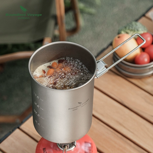 Biwei Pure Titanium Pot Comping Camping Multifunctional Rice Proting Pot Outdoor Portable Single Pot Titanium Pot Port Cup Set Pot