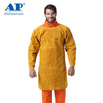 Umeng AP-6200 golden yellow full leather long-sleeved apron for welders XL size 1 piece (can be customized)