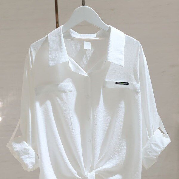 2026 Spring/Summer New Sunscreen Striped Shirt for Women, Long Sleeve French Style Loose Slimming Design, Unique Tie-Up Top