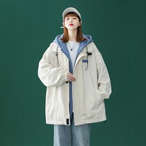 Fake Two Coats Women Spring Autumn Season Loose Jacket 2021 New High Street American Baseball Served Bf Blouses