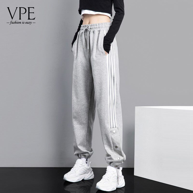 2021 autumn winter new sports pants female bunches foot loose grey ins tide casual row buttresses panty pants big size pants