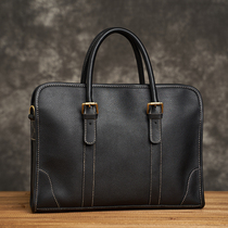 Goldlion Mens Handbag Horizontal Briefcase First Layer Cowhide Computer Bag Genuine Leather Handmade Casual Business Commuting