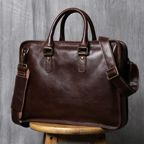 Goldlion Retro First Layer Cowhide Handbag Mens Handmade Genuine Leather Briefcase Casual Crazy Horse Leather Computer Bag Daily