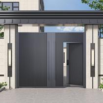 Aluminum alloy courtyard door villa door outdoor rural self-built house single and double opening double door electric yard door