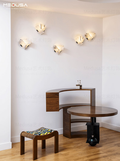 Frenchpierre Chareau Spanish Marble Wall Lamp French Art Hotel Corridor Staircase Background Wall Lamp