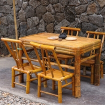 B&B courtyard bamboo table and chair edge table outdoor bamboo table and chair combination urban leisure bamboo table bamboo chair teahouse table and chair
