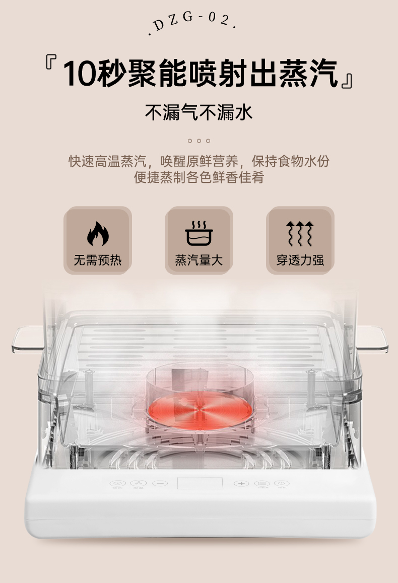四季沐歌 透明可视 三层电蒸锅 24L 图4