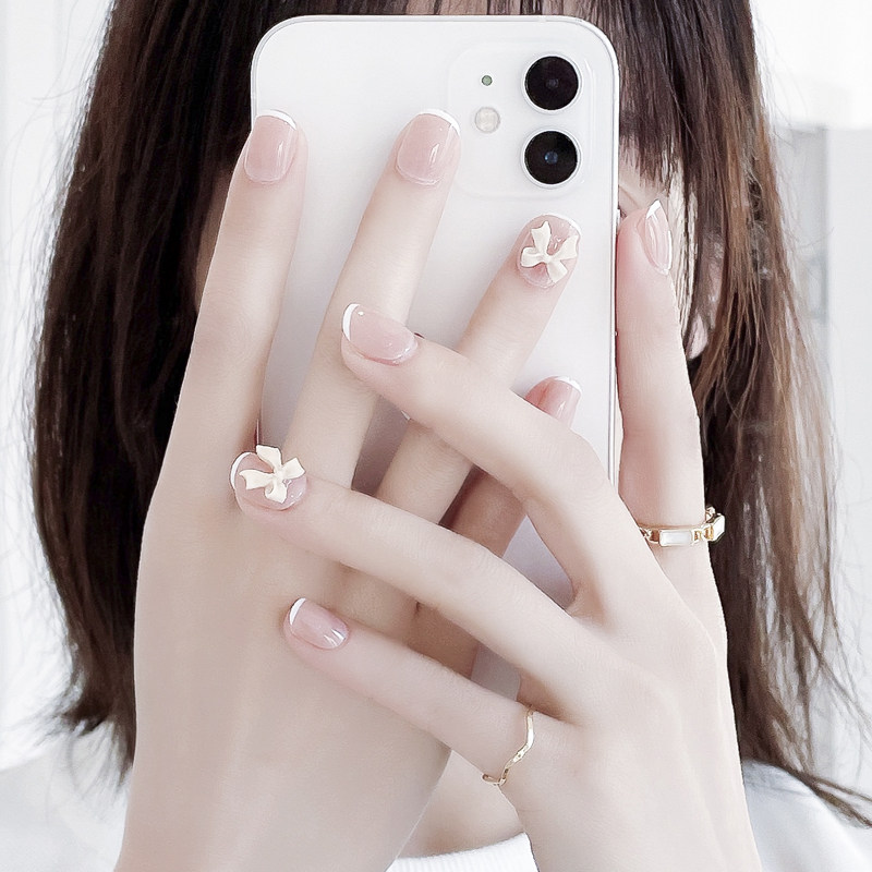 Nude French finished wearing nails 2022 new short detachable pregnant women can use nail patches nail manicure