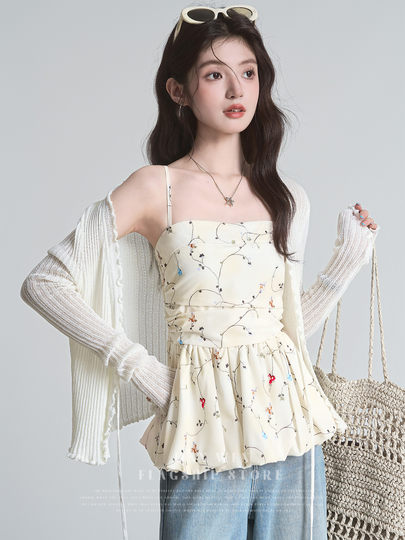 French Floral Camisole Women's 2025 Summer New Age-Reducing Sweet Slimming Look Slim Back Sleeveless Top Trendy